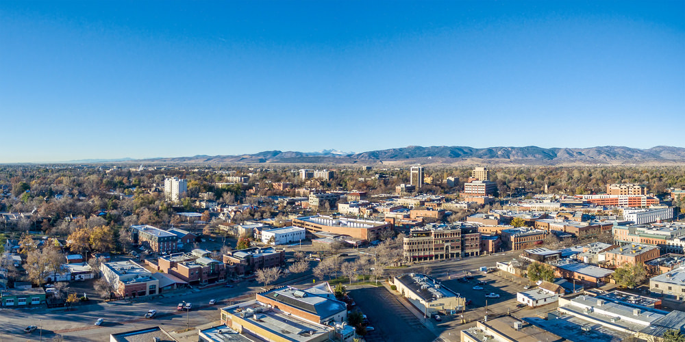 Aerial view of Fort Collins, Colorado