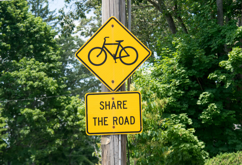 Share the Road - sign with bicycle