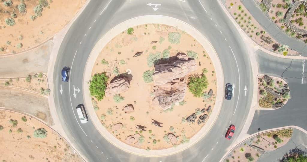aerial photo of roundabout | denver accident lawyer