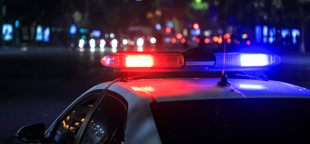 Police lights at a denver car accident scene