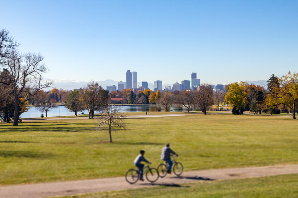 Bicyclists in City Park Denver