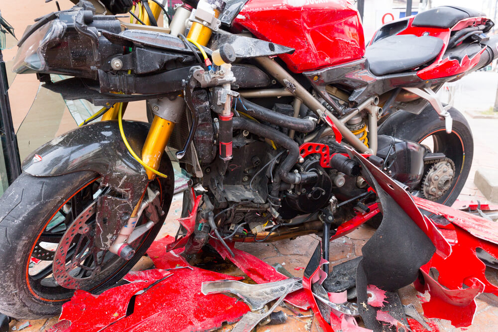 Motorcycle damaged in Colorado accident