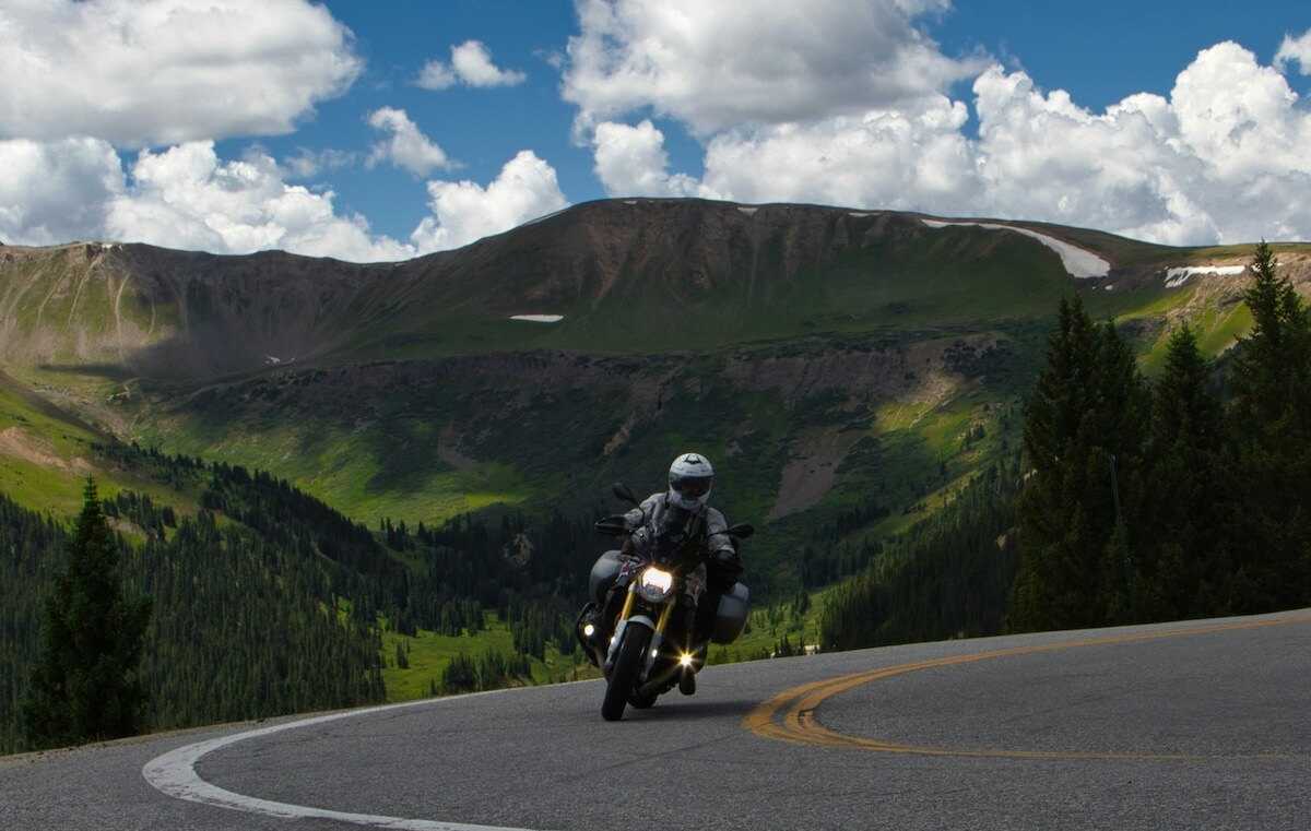 Motorcycle ebook for Colorado motorcyclists like this biker on a Colorado highway