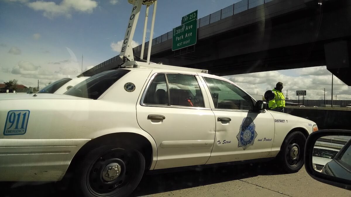 Denver police at an accident scene in Denver