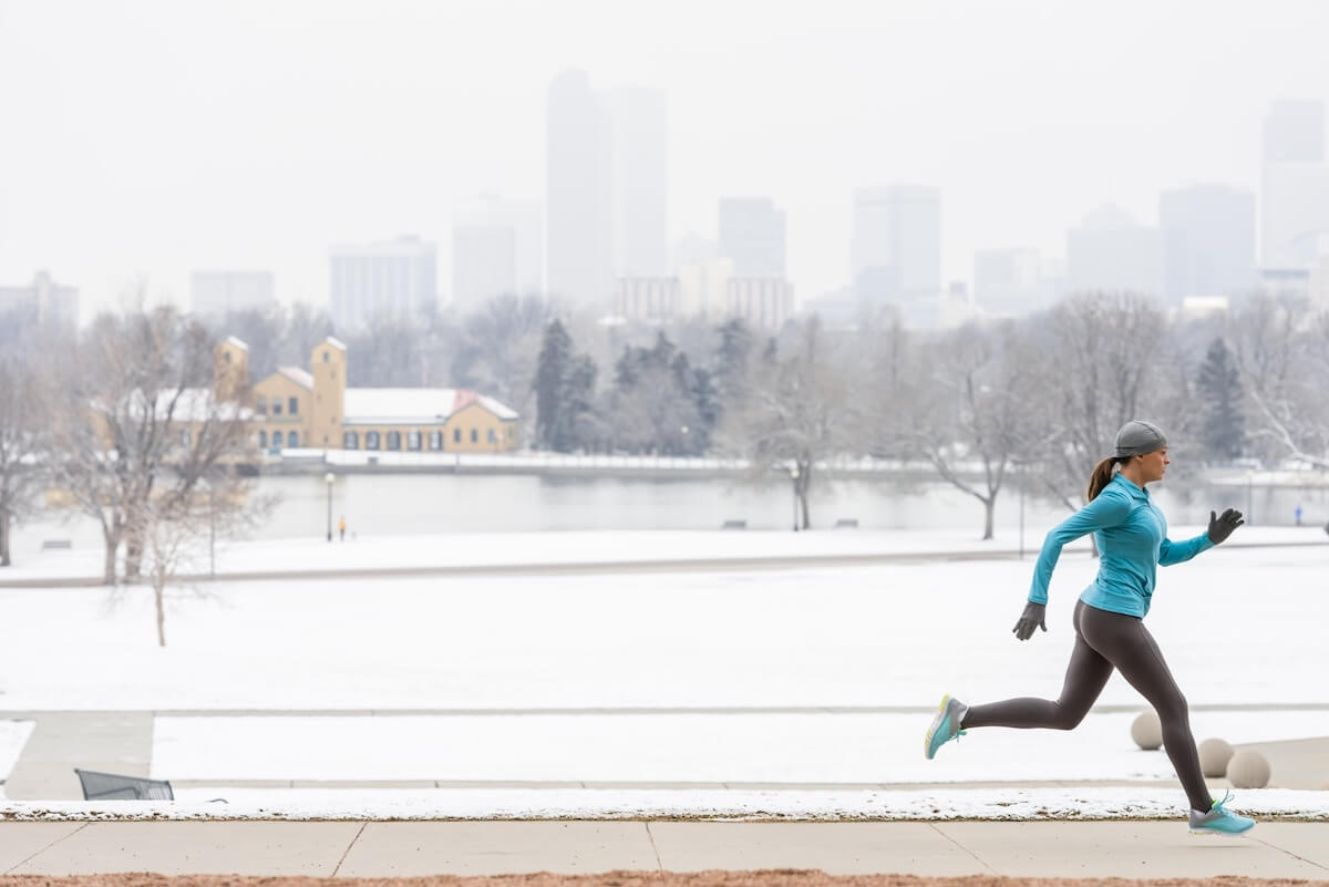 Runner at city park in denver